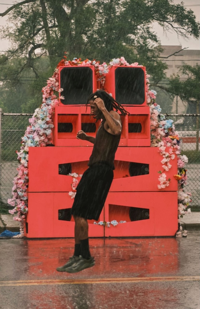 Close up of stack with dancer